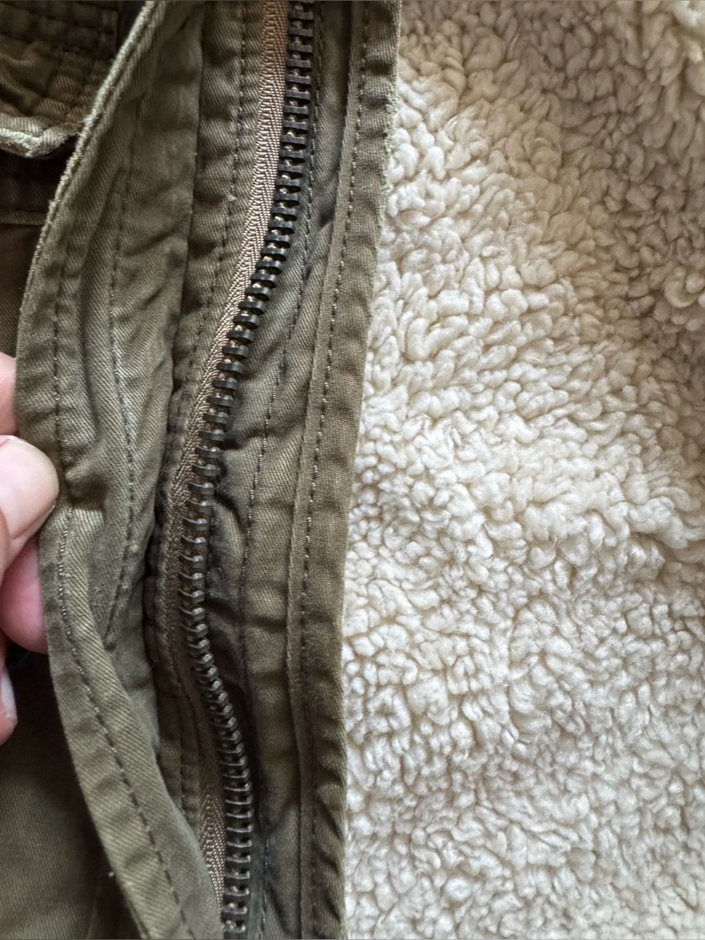 Abercrombie Fitch Cliff Mountain Sherpa Lined Twill Military Coat Olive Jacket M